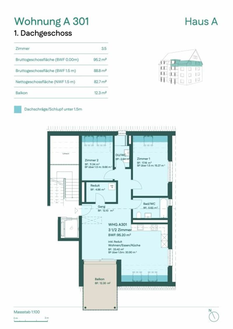 Charming 3.5-room attic apartment with sunny balcony (6)