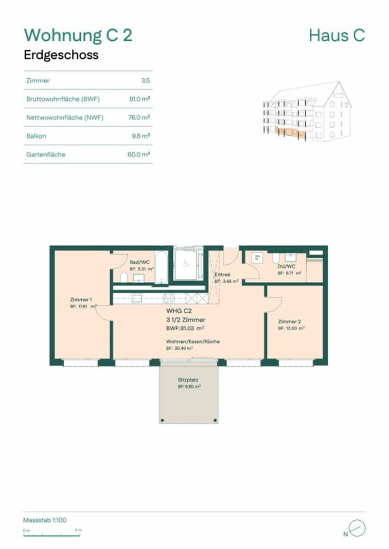 Appartement de jardin 3.5 pièces avec 60m2 d'espace de jardin (6)