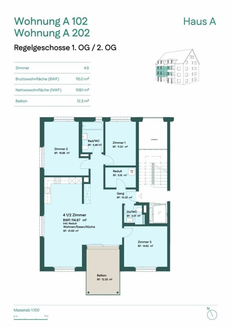 Attraktive 4.5-Zimmer Etagenwohnung mit sonnigem Balkon (5)