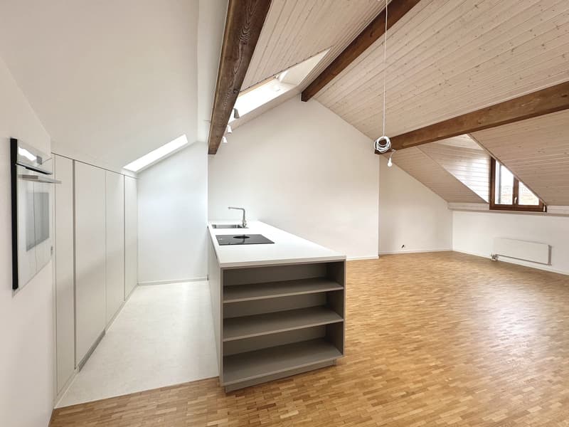 Appartement traversant de 1.5 pièces en attique d’un bâtiment mitoyen du centre-ville de Lausanne (1)