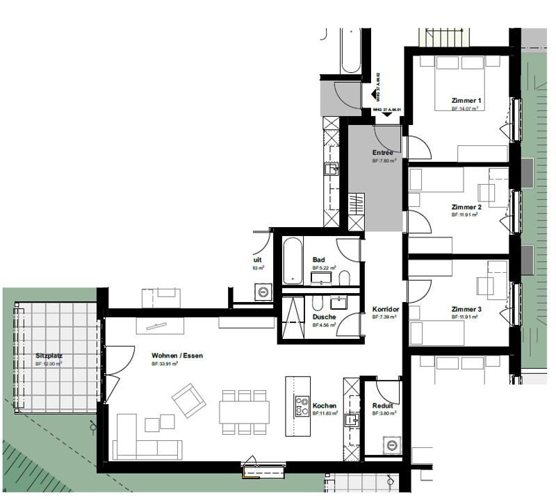 4.5-Zimmer-Neubauwohnung 'Komfort' mit zwei Badezimmern (6)