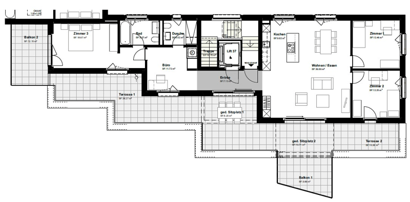 4.5-Zimmer-Attikawohnung mit weitläufigen Terrassen (5)