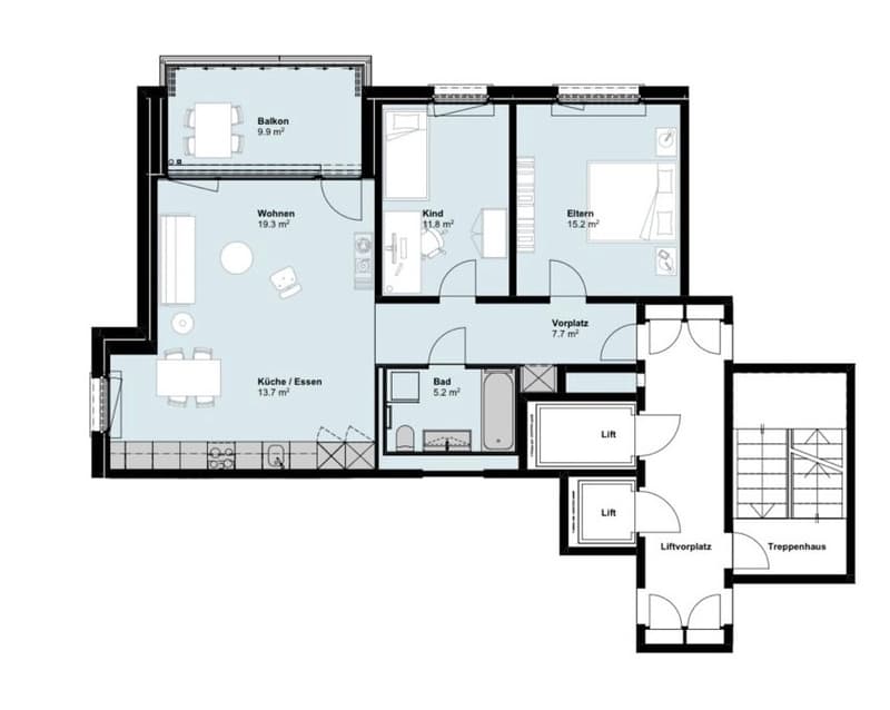 3½ ZI-WOHNUNG IN ALLSCHWIL (BL), MÖBLIERT, TEMPORÄR (8)