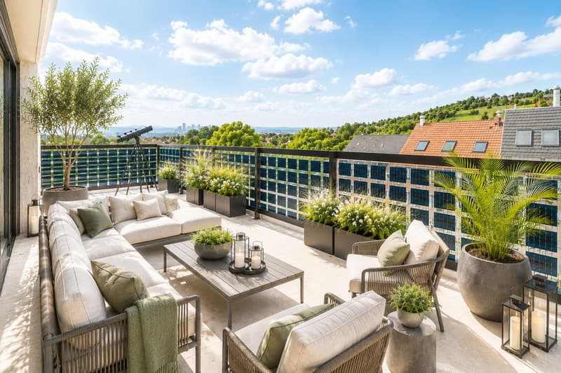 Stagingbild Terrasse West Attika 2 mit Sonnenstoren