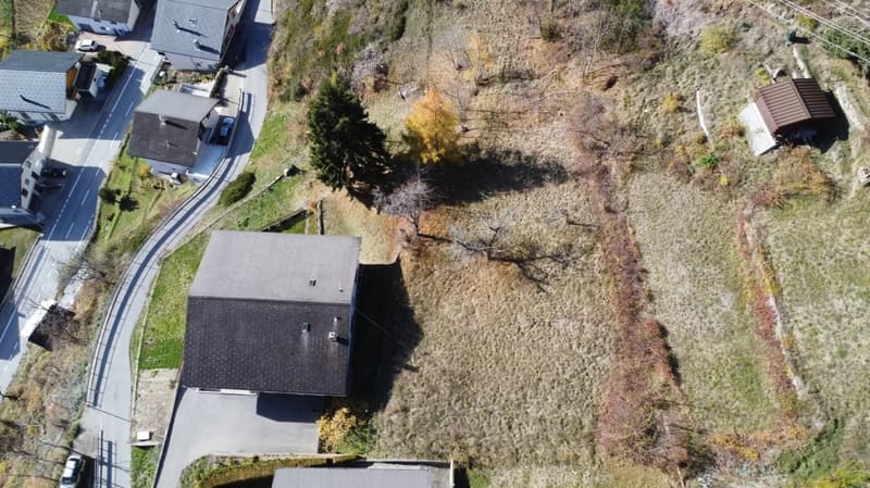 Vacant land with potential for construction in a hilly area, with some trees and a driveway.