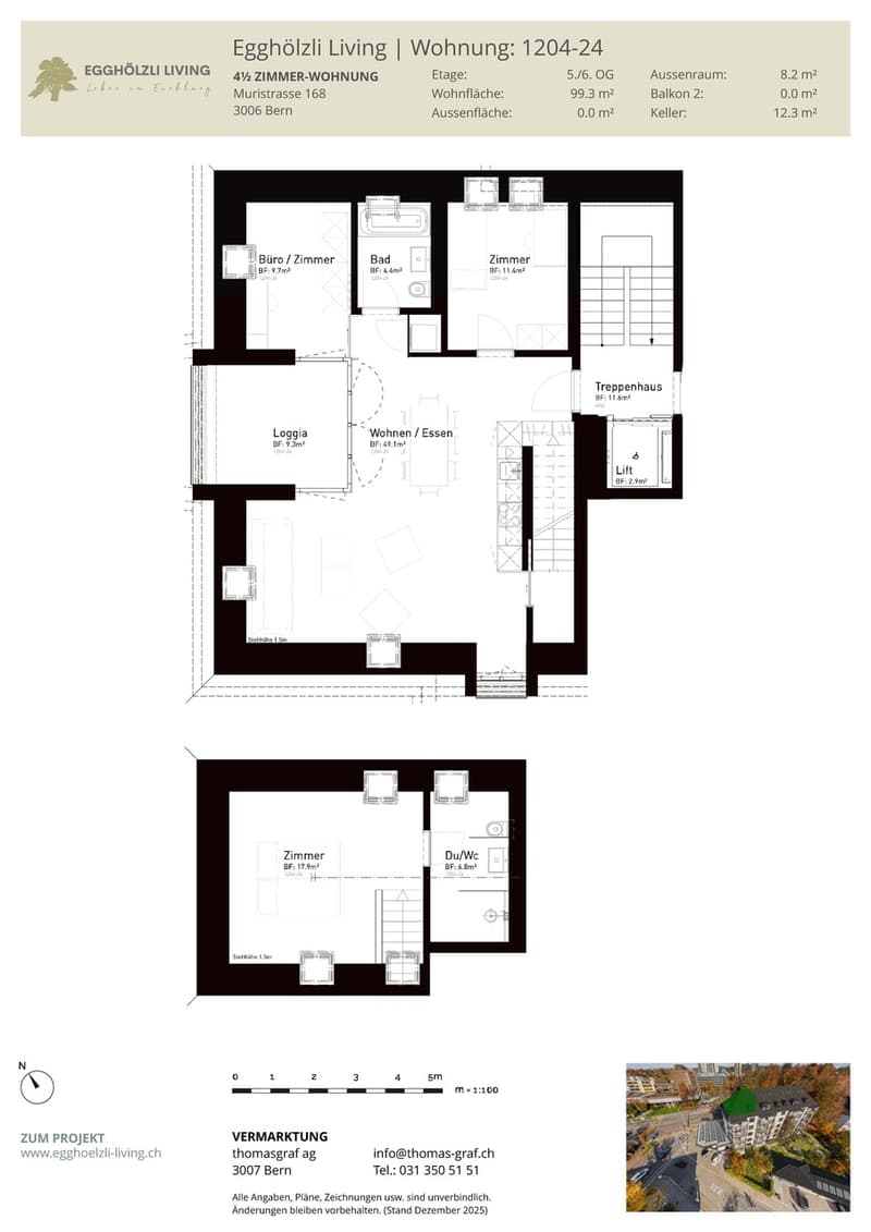 New 4.5-room attic apartment with loggia in 3006 Bern (3)