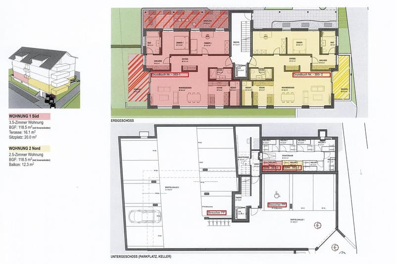 Grundrissplan 3.5- Zimmer Wohnung (Süd), Erdgeschoss
