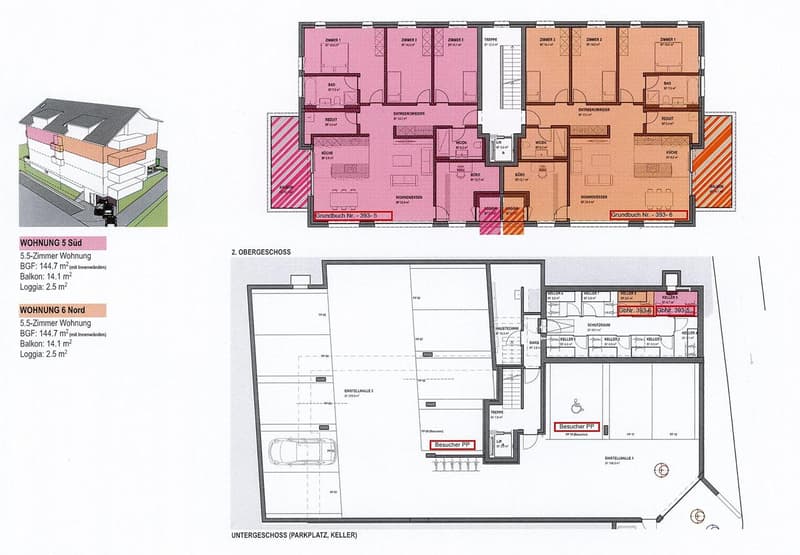 rundrissplan 5.5- Zimmer Wohnung (Süd), 2. Stock