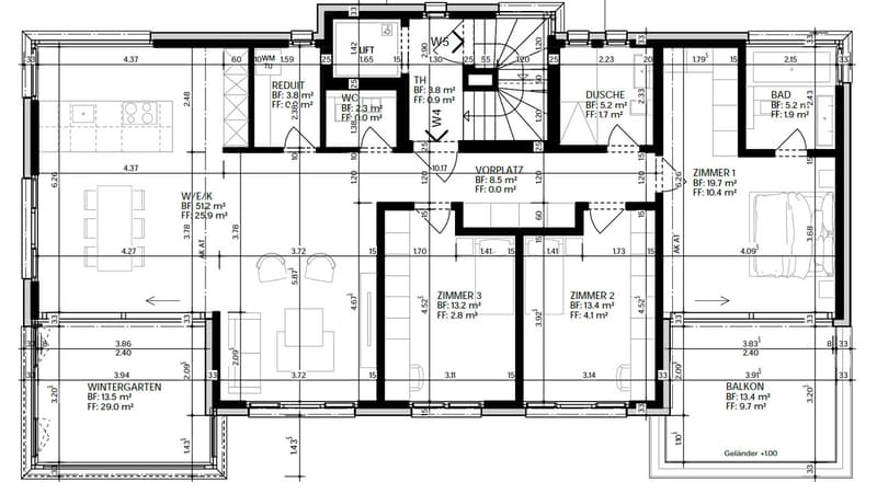 Grundriss Etagenwohnung W4