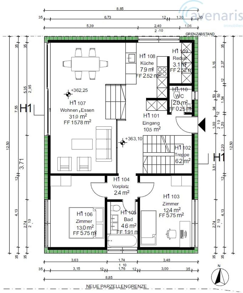 Grundriss Erdgeschoss Haus 1