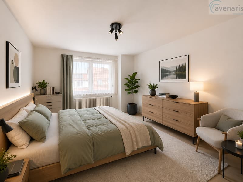 Schlafzimmer DG-Wohnung Visualisierung