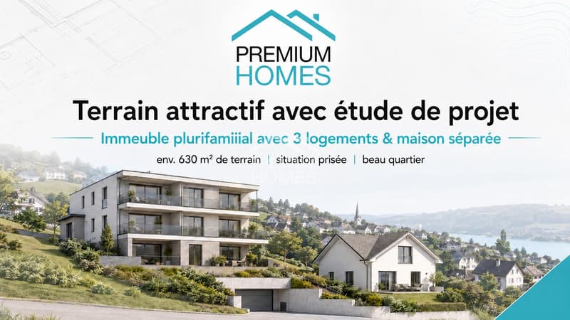 Terrain attractif avec étude de projet pour immeuble plurifamilial & m (1)