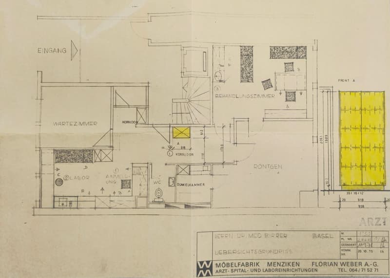 Entrance hall, waiting room, corridor, entrance, laboratory, x-ray room, WC, sink, storage room, kitchen, stairs