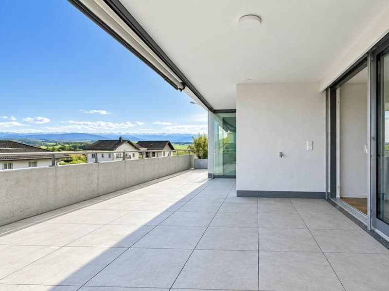 Terrasse: Teil verglast