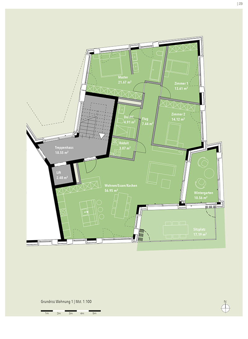 Exklusive Gartenwohnung mit unverbaubarer Aussicht. Neue Preise - B1 (5)
