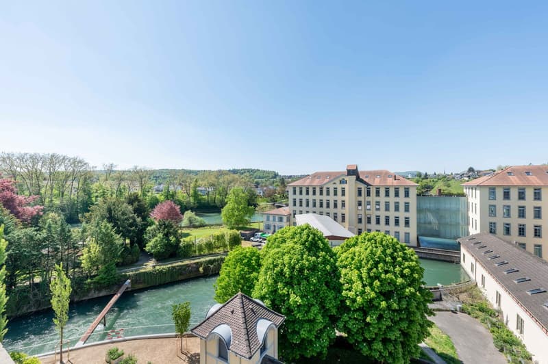 Loftwohnung – zuoberst – mit Blick auf die Flusslandschaft (2)