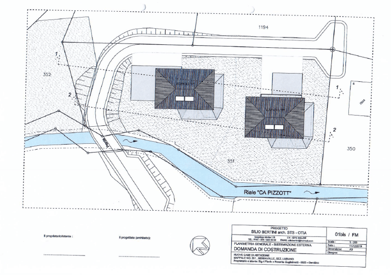 plot layout with multiple structures, water channels, and roads indicated