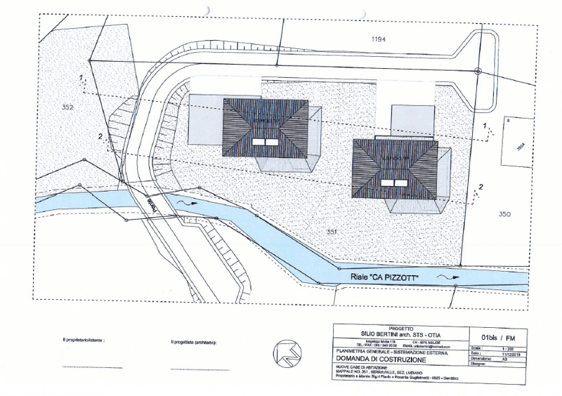 plot layout with multiple structures, water channels, and roads indicated