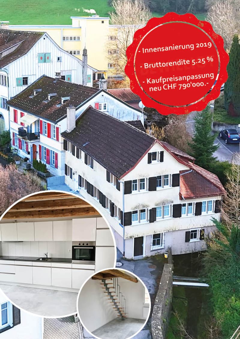 Kaufpreisanpassung Mehrfamilienhaus (BR 5.25%, Innensanierung 2019) in Rheineck im Kanton St. Gallen (1)