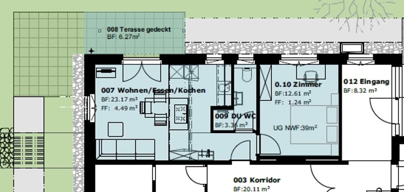 1-Zimmer-Wohnung mit Gartensitzplatz (2)