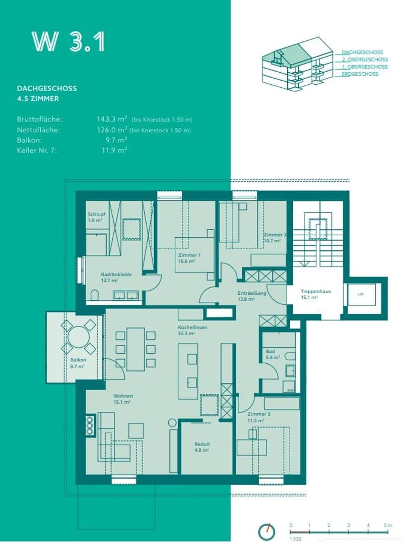 4.5 Zimmer Neubauwohnung im DG in Müllheim - Bez.: W 3.1 (2)