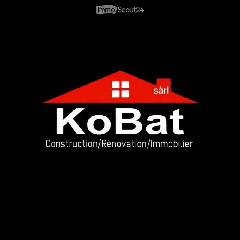 KoBat logo with a house icon and text in white on a black background