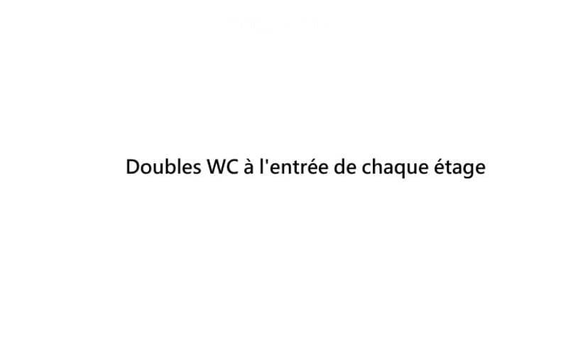 Text indicates 'Doubles WC à l'entrée de chaque étage'. It implies double toilets at the entrance of each floor.