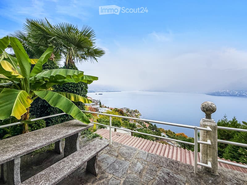 stone bench, stone walkway, stone railings, palm tree, bananna tree, sea view