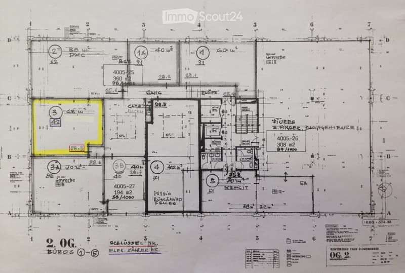 Layout includes two bedrooms, living room, kitchen, and bathroom with dimensions and annotations indicating area, measurements, and furniture placement.