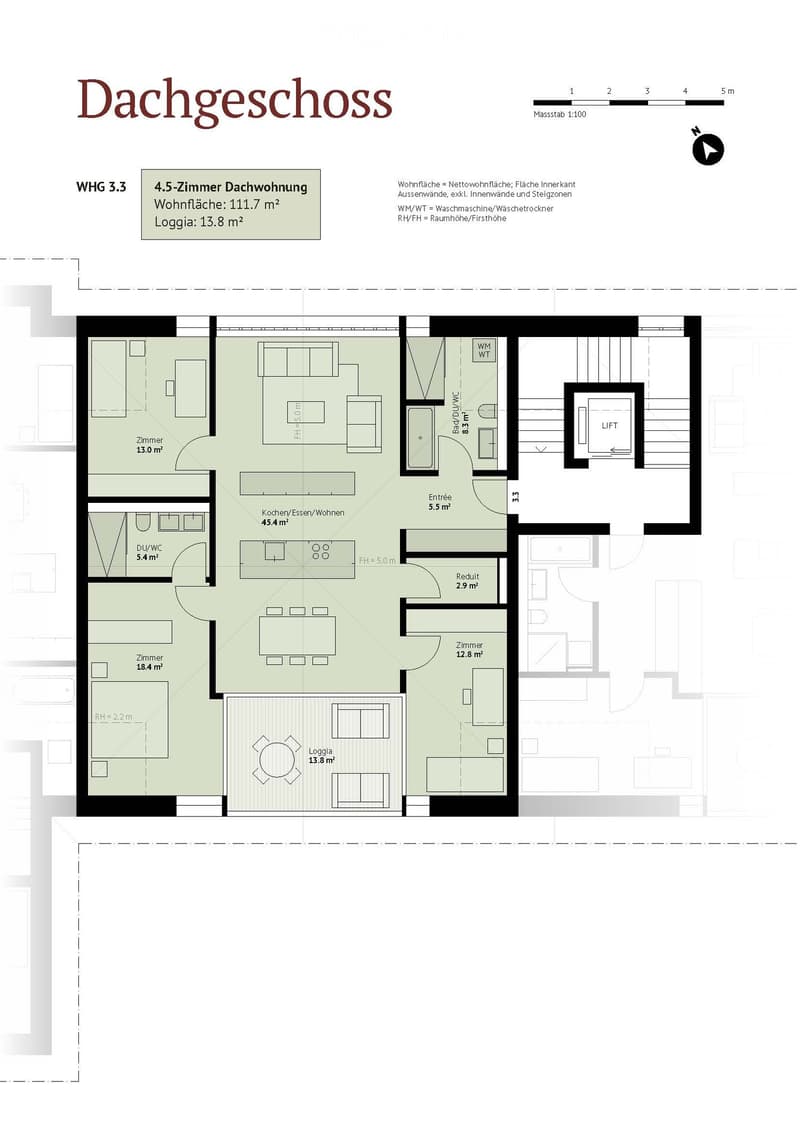 3 bedrooms, 1 bathroom, hallway, kitchen, dining area, living room, balcony, utility room, attic