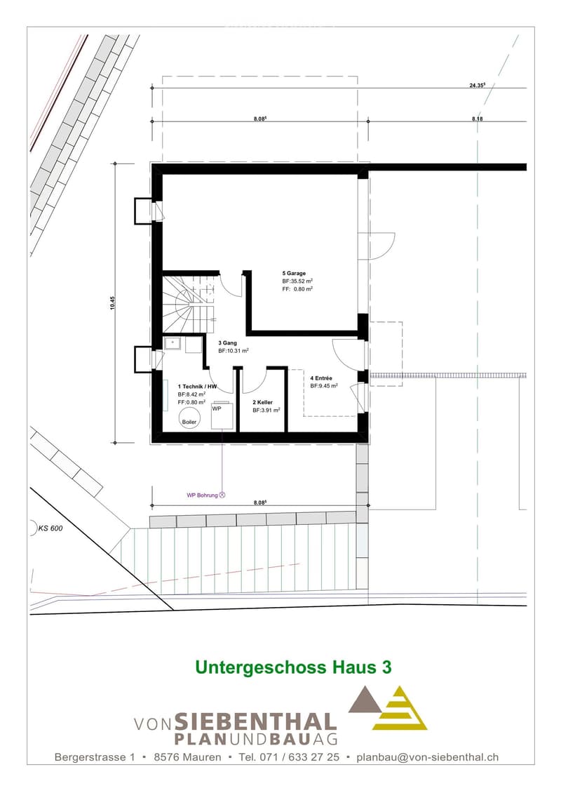 5 rooms, terrace, 3 garages, 2 cellars, boiler room, storage