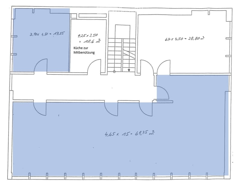 3 bedrooms, 2 bathrooms, kitchen shared with another unit