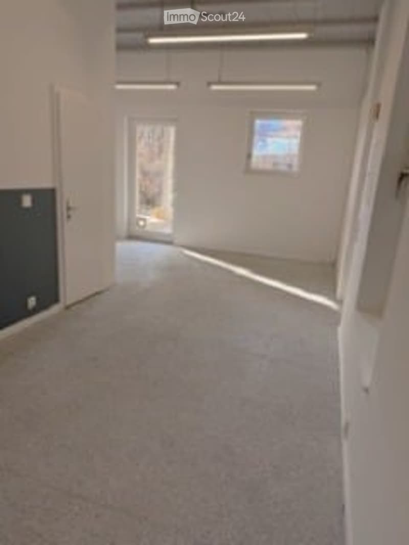 empty room, carpet floor, white walls, open door, glass door, windows, overhead lights
