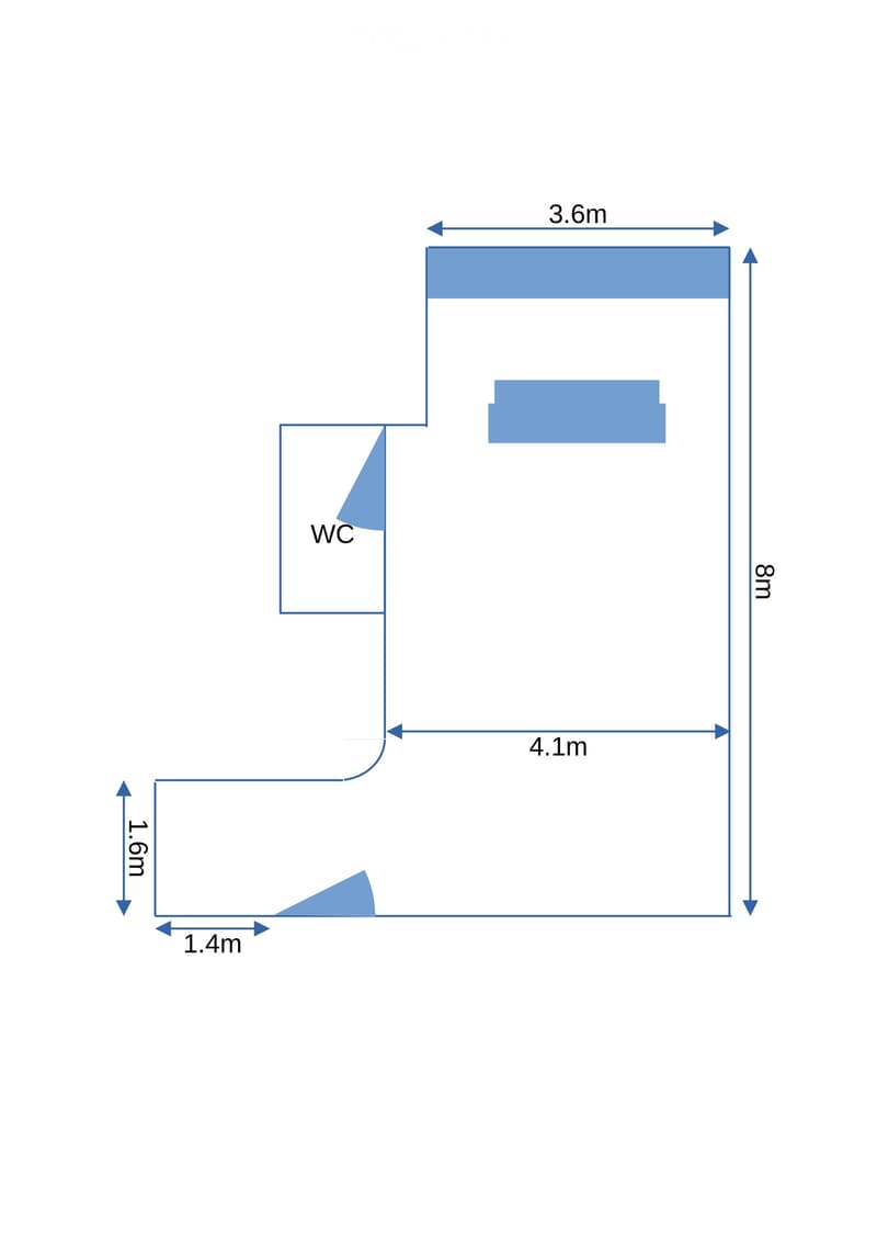 Living room, bedroom, bathroom, WC