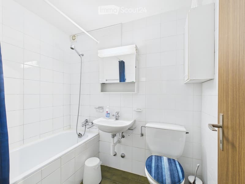 bathroom with bathtub, sink, toilet, and mirror