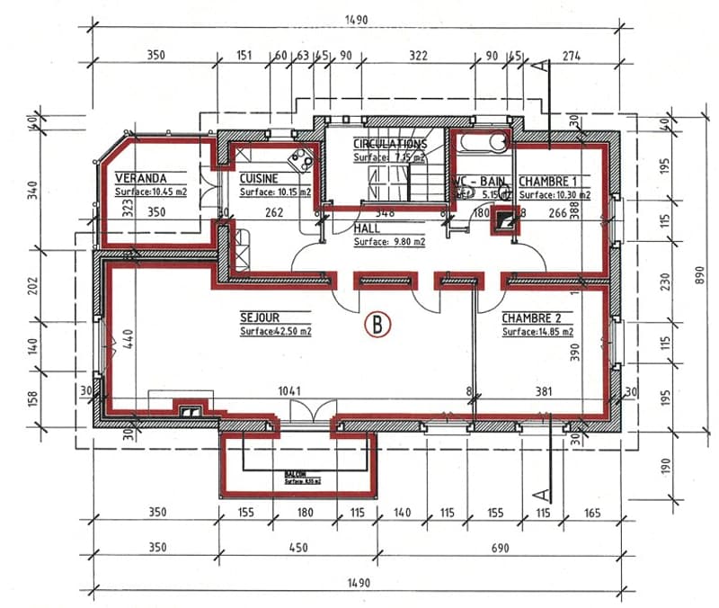 Other. {"visible_features": ["Balcony / Terrace"],    "type": "Floor plan",    "description": "living room, kitchen, 2 bedrooms, 1 bathroom, hall, veranda, balcony",    "localized_descriptions":        {        "EN": "Floor plan includes living room,
