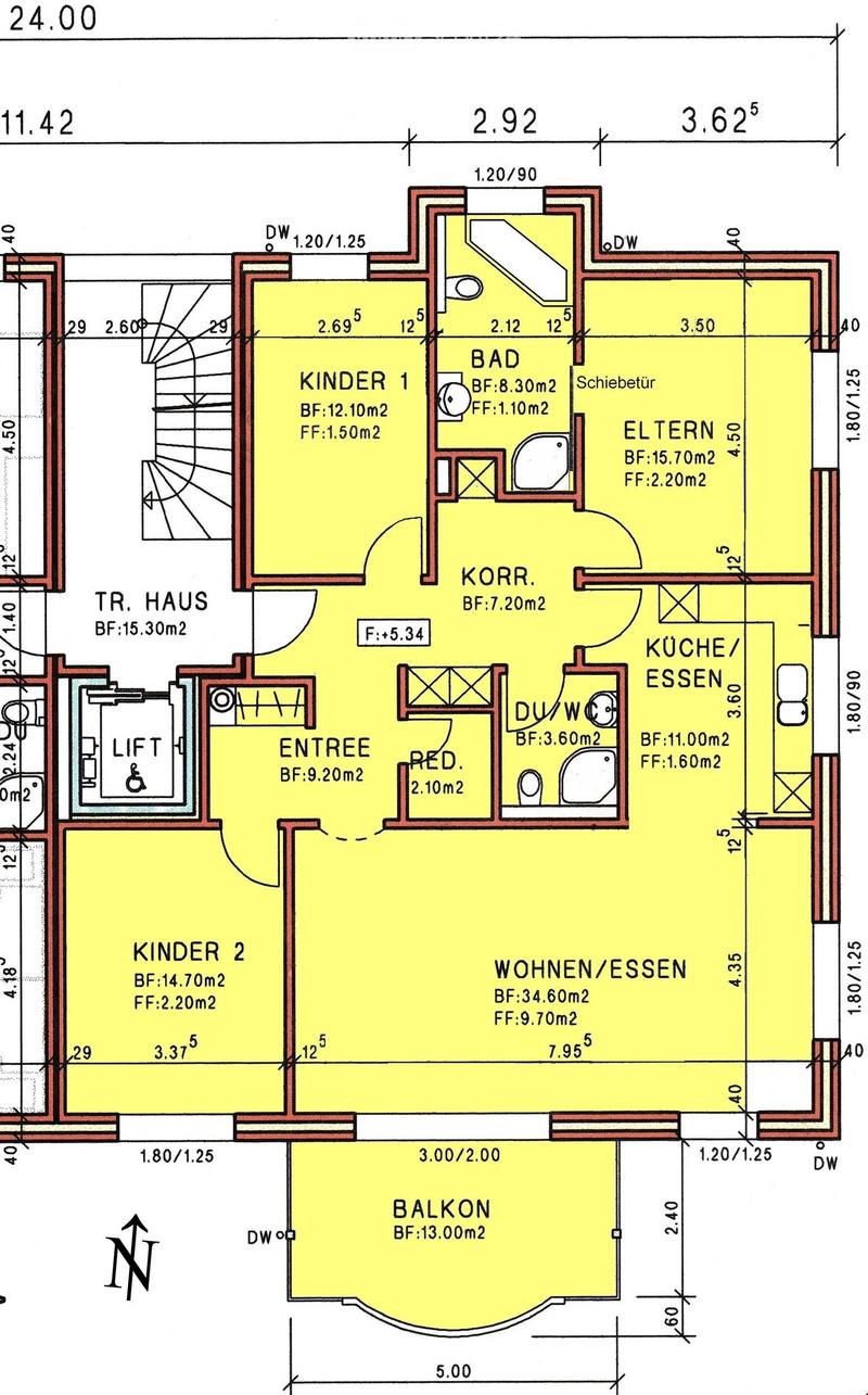 living room, kitchen, 3 bedrooms, 2 bathrooms, balcony, entrance hall, cellar