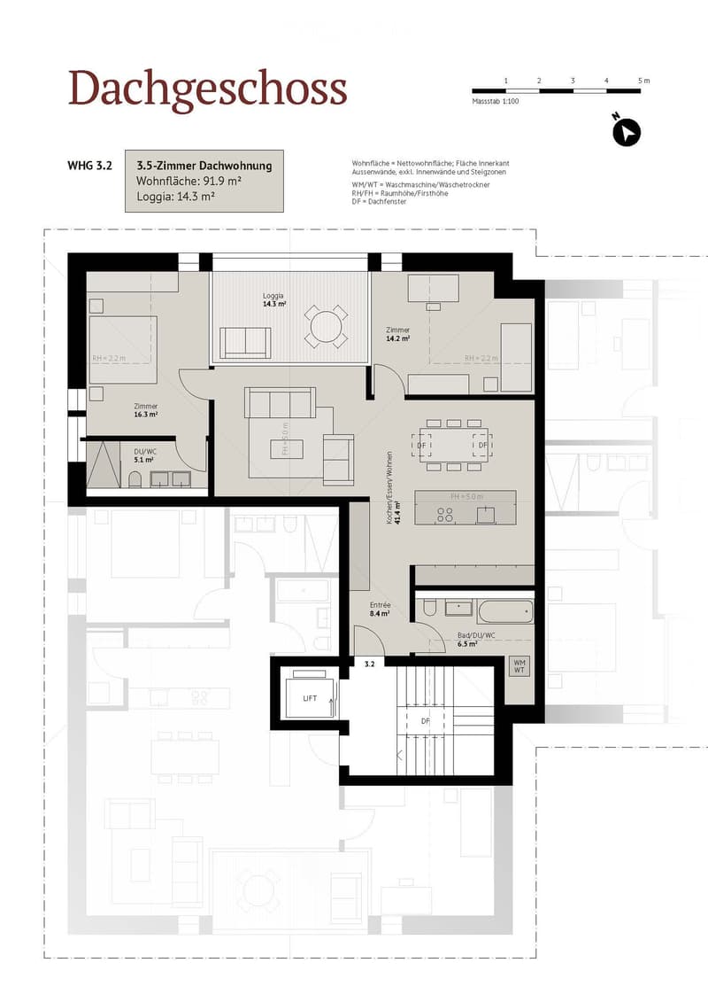 living room, kitchen, 2 bedrooms, 2 bathrooms, balcony, terrace
