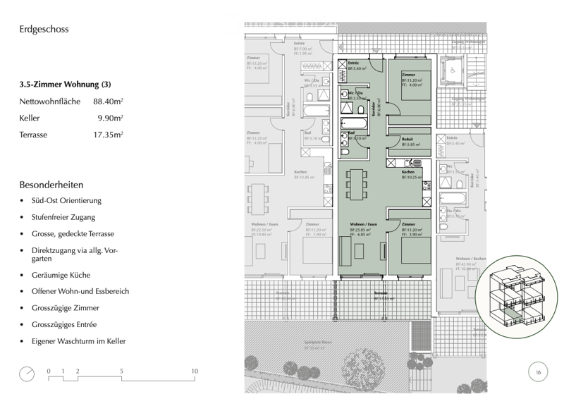 Floor plan showing living room, kitchen, 3 bedrooms, bathroom, entrance, terrace