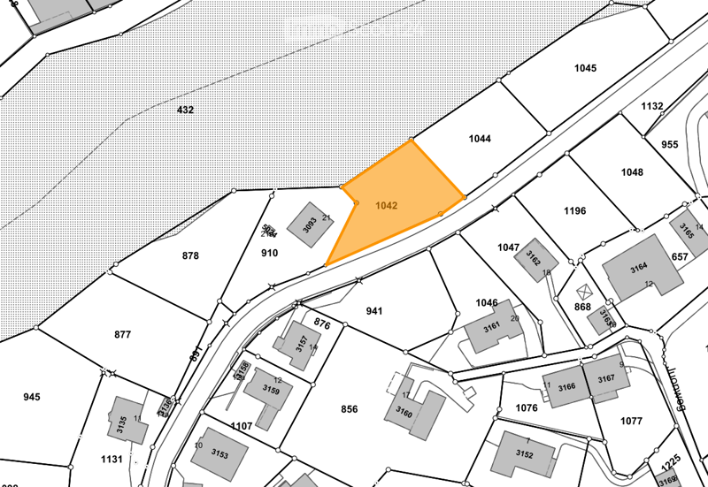 Land plot with numbers and area markers