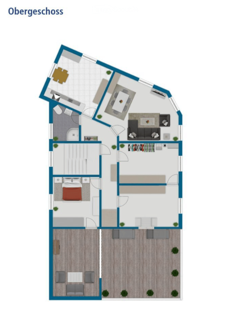 living room, kitchen, 2 bedrooms, 2 bathrooms, balcony