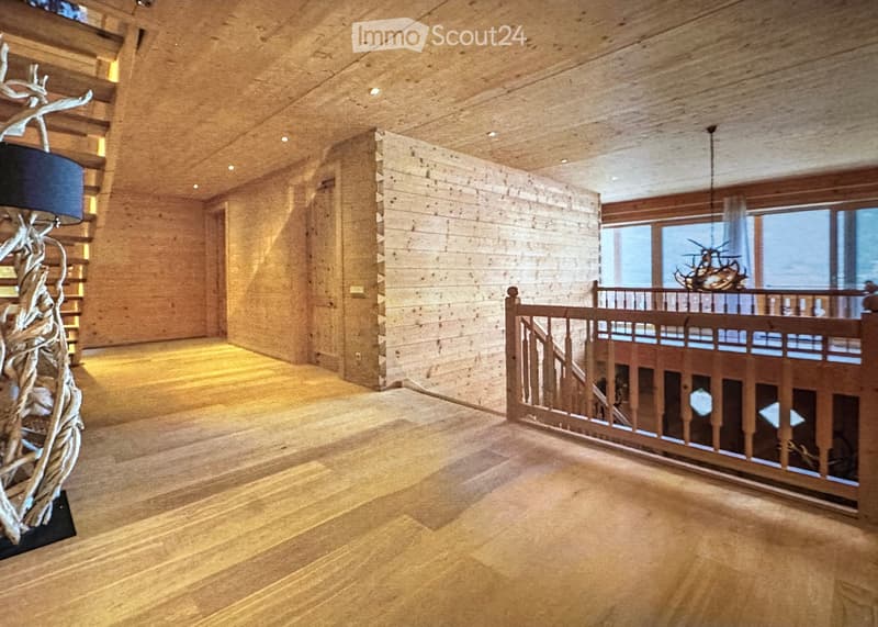 Wooden house, wooden stairs, wooden panels, wooden flooring, windows