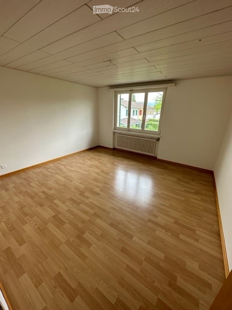empty room, wooden floor, white walls, window, radiator