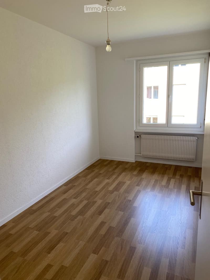 empty room, wooden floor, white walls, window, radiator