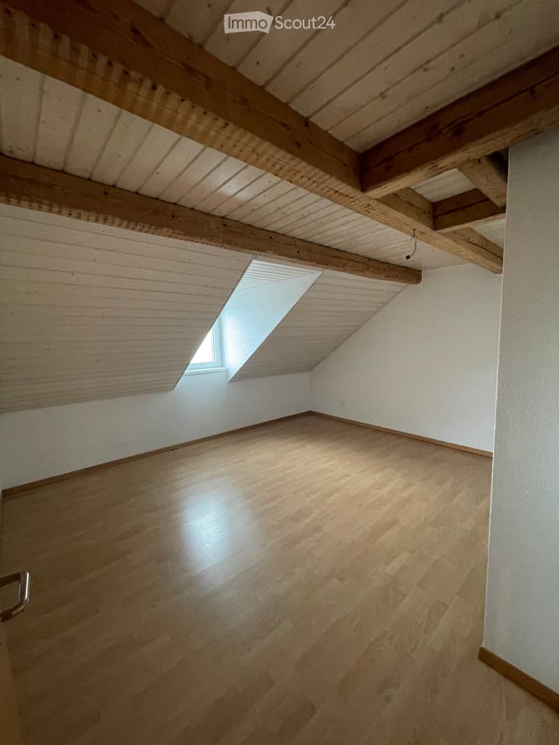 empty room, wooden floor, wooden ceiling, small window