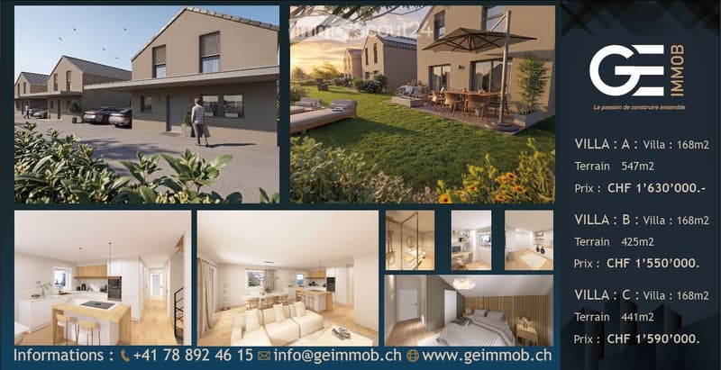 Modern house, 3 villas, swimming pool, terrace, garden, parking
