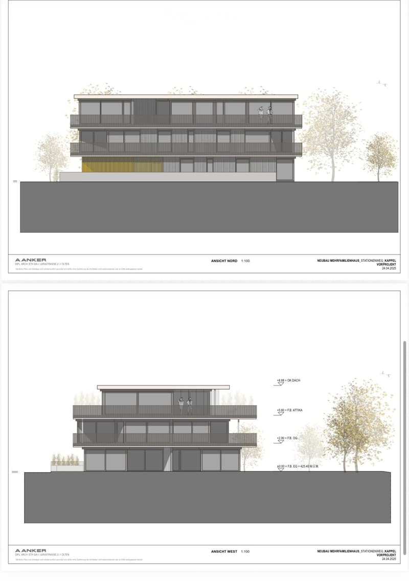 3 story building, multiple balconies, windows, entrance