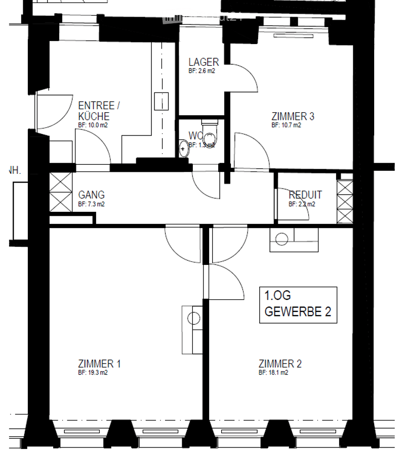 Entrance, kitchen, bedroom 1, bedroom 2, bedroom 3, laundry room, WC, hallway