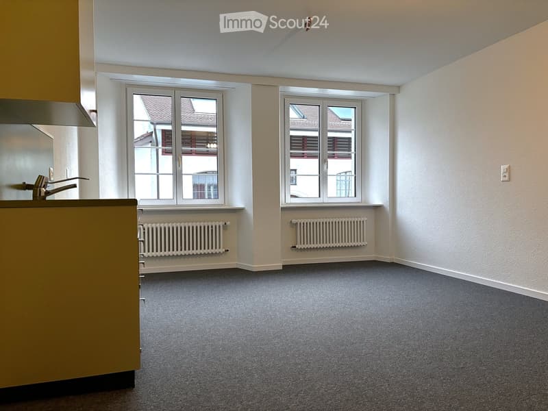 Empty room with windows and a radiator