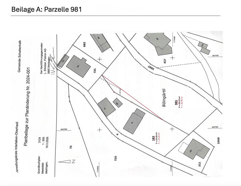 Plot layout with various parcel numbers and dimensions, including measurements and orientation.